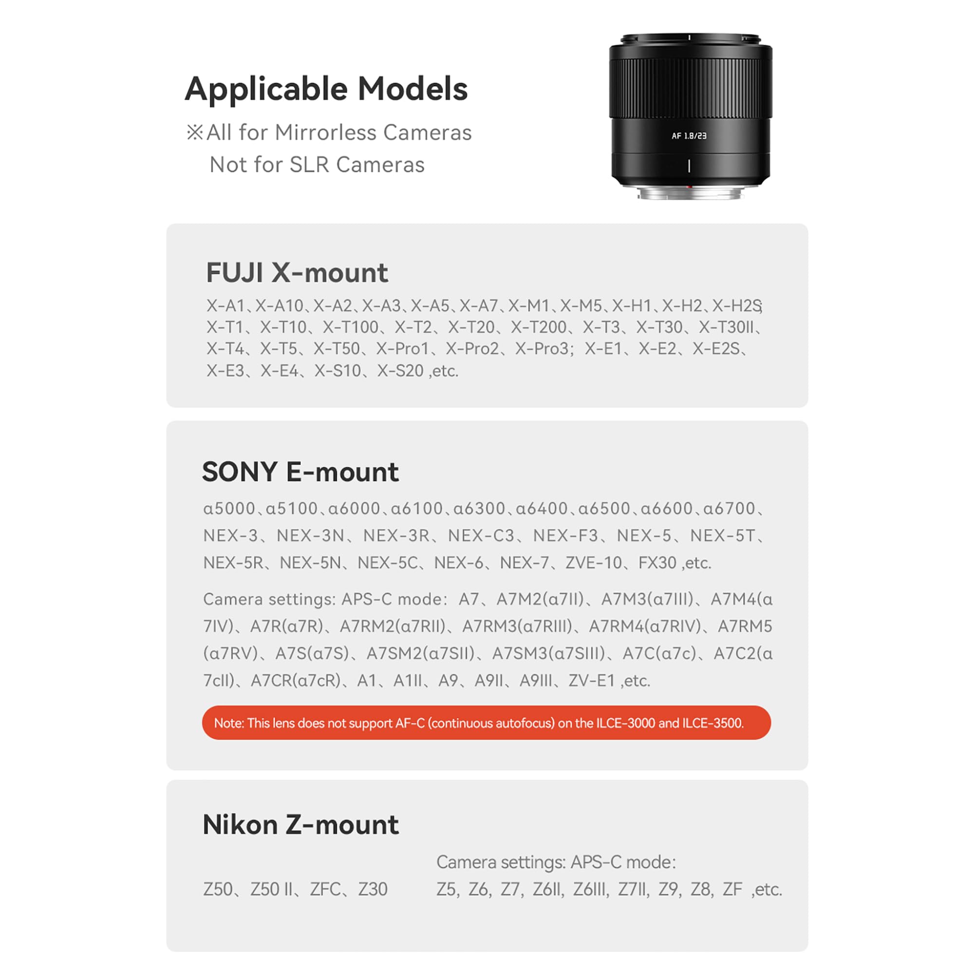 TTARTISAN AF 23mm F1.8 Kameraobjektiv für Fuji X Mount Autofokus APS-C Tragbares Ganzmetall