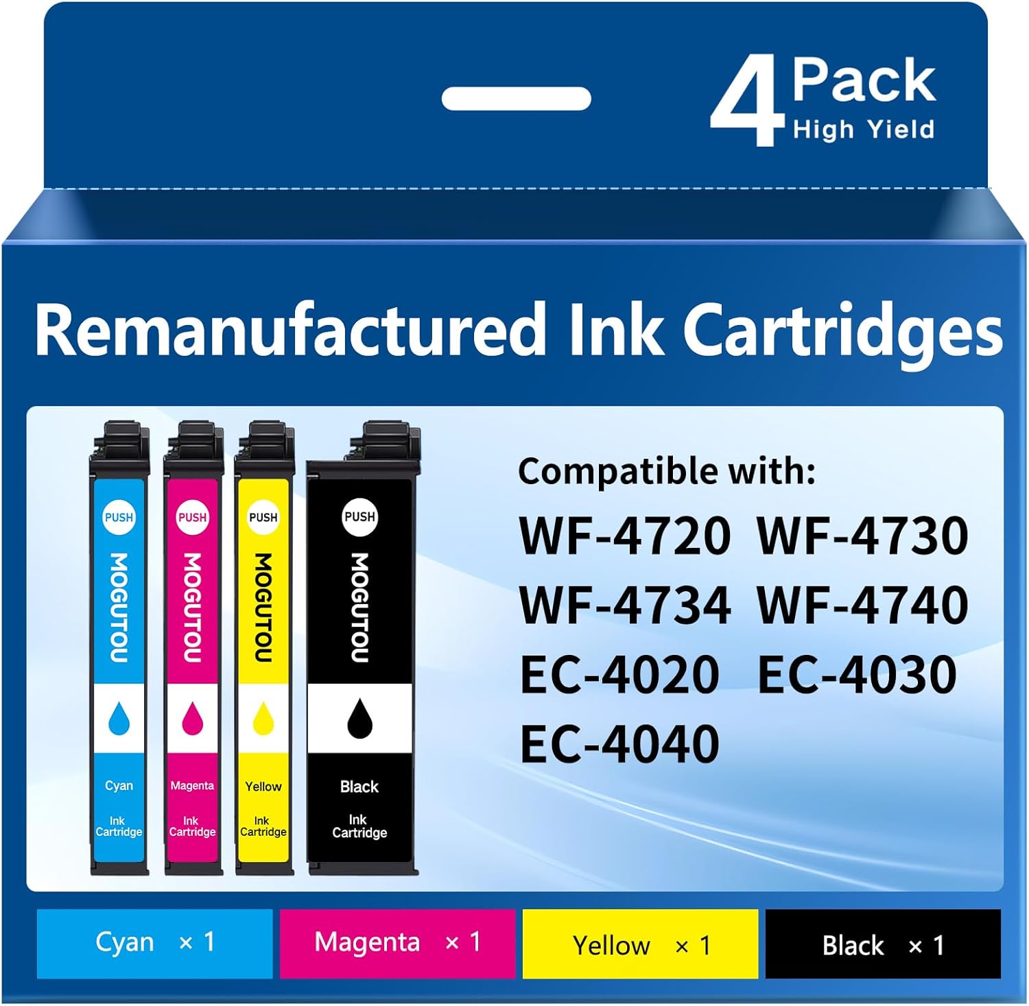 Remanufactured for 802XL Ink Cartridges for Epson Printer for Epson 802 802XL Ink Cartridges Combo Pack for Workforce Pro WF-4730 WF-4720 WF-4734 WF-4740 EC-4020 EC-4030 Pinter (4 Pack)