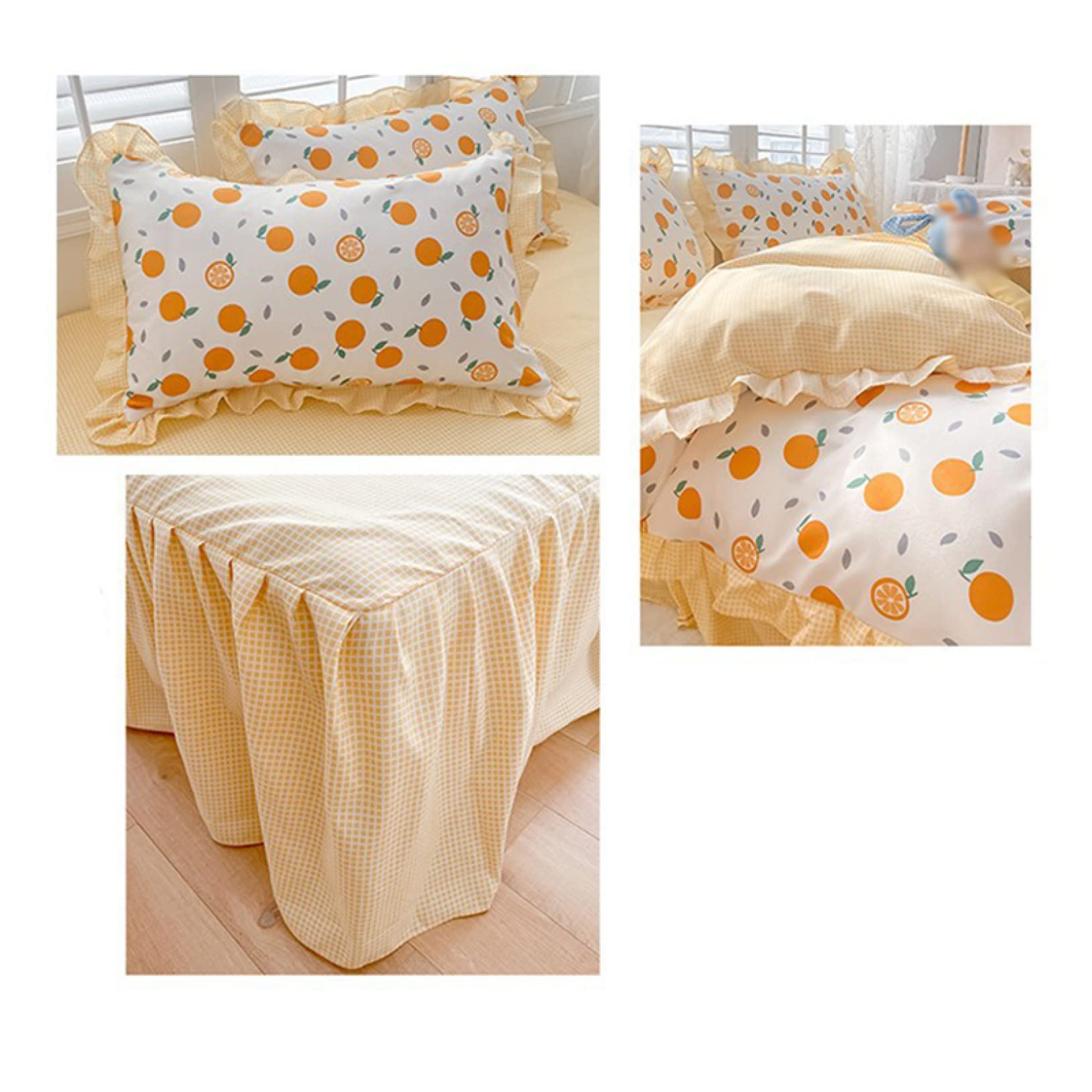 Amazon｜[tqqem] 苺の布団カバー シングル 3点セット フリル付き