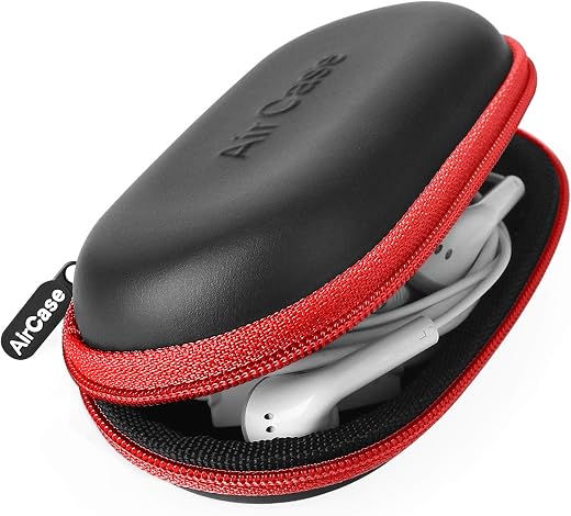 AirCase C41- Earphone Case Pouch & Travel Organizer for Earphone, Pen Drives, Memory Card, Data Cable (Red Zip)
