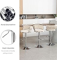 Vista 11 de Gold Velvet Bar Stools Set of 4, Counter Height Barstools with Low Back, Swivel Bar Stool for Kitchen Island, Pub (Grey)