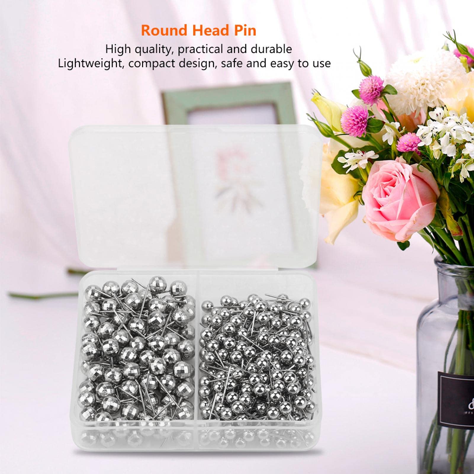 Spilli Da Cucito Con Testa Rotonda - 300 Pezzi, Argento | Perle Decorativi, Per Tessuti, Mappe, Sicuri - Foto 10