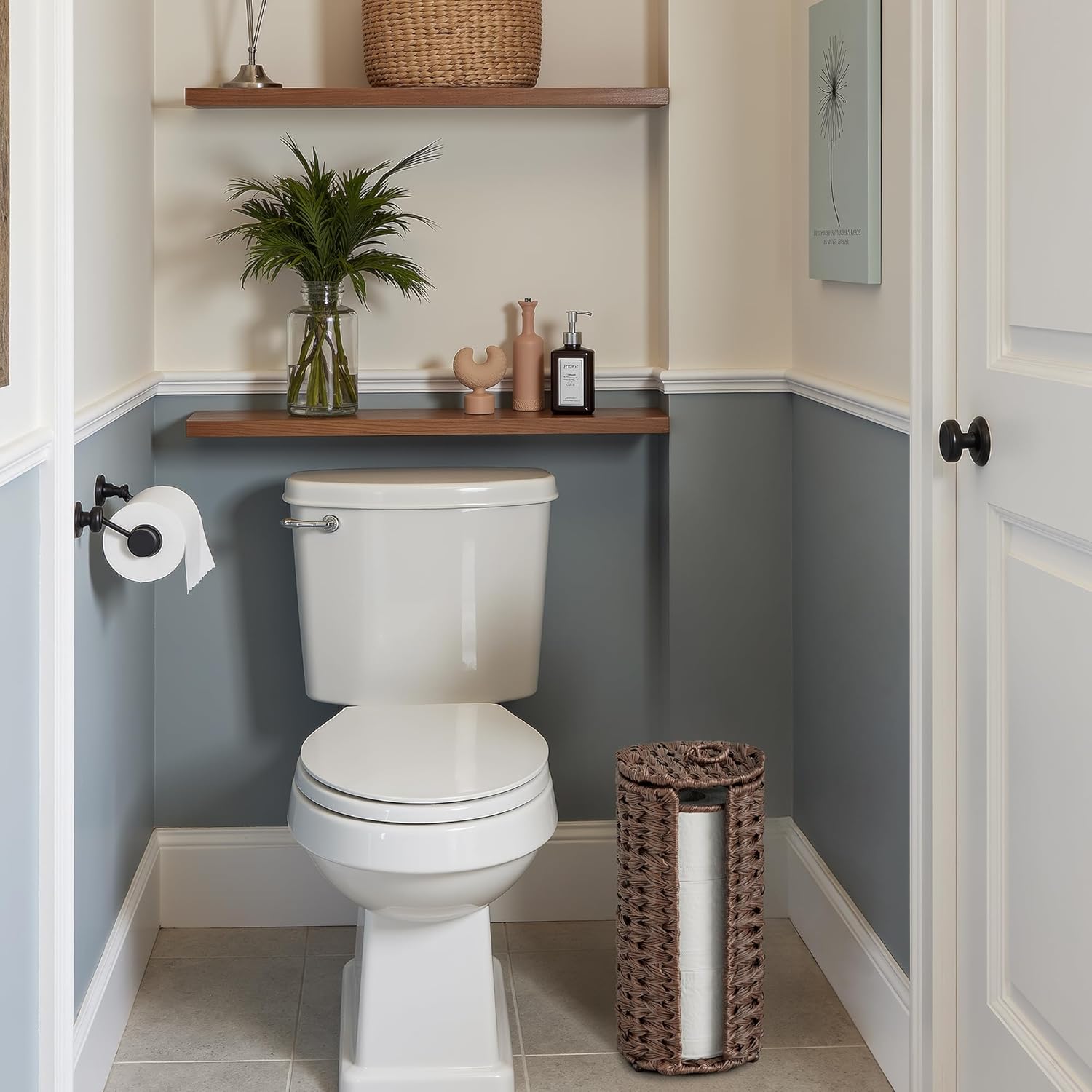 GRANNY SAYS Toilet Paper Storage Basket with Lid, Toilet Paper Holder Stand, Waterproof Organizer for Bathroom, Bathroom Baskets for 3 Mega Rolls, Brown - Image 5