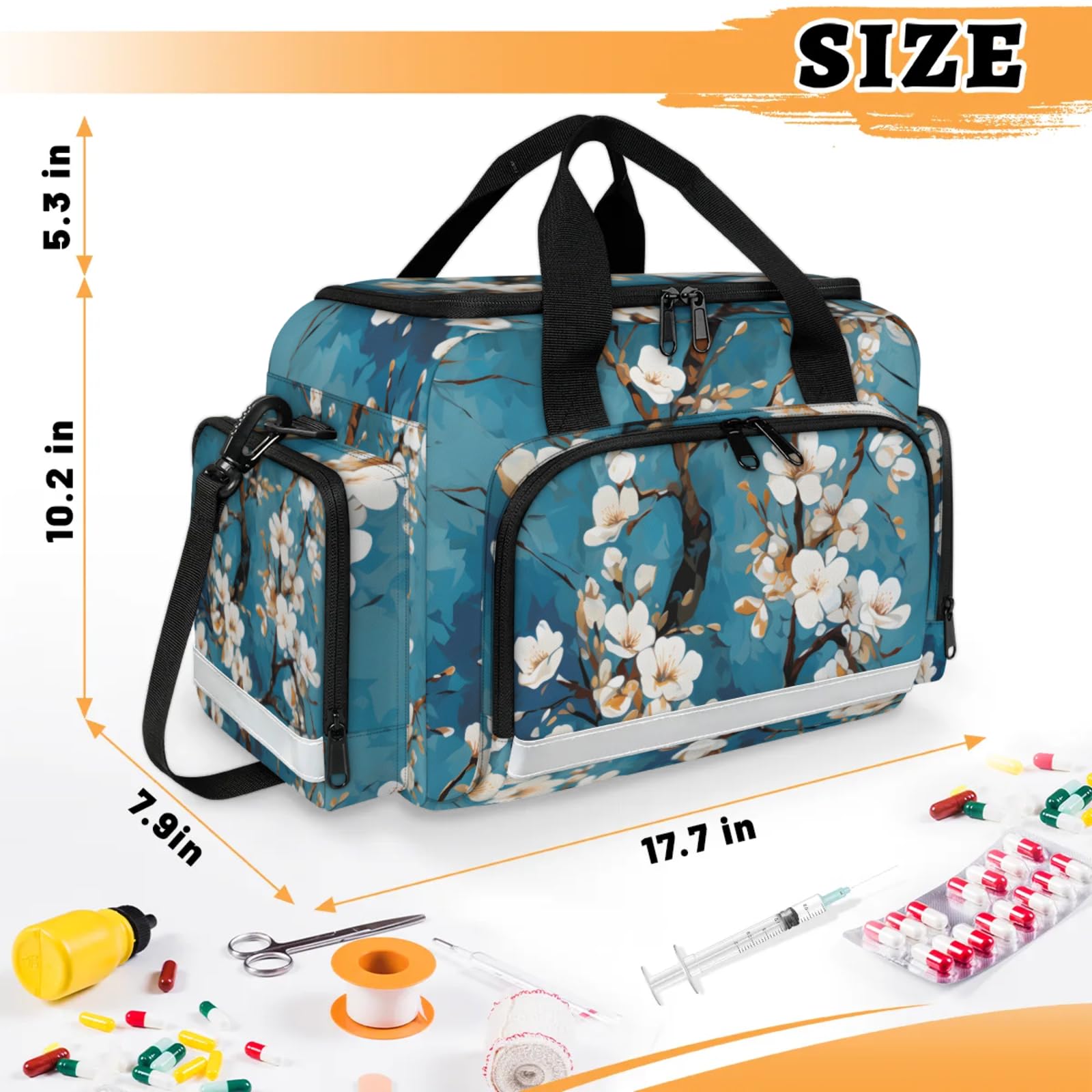 GzLeyigou First Aid Bags Empty, Graffiti Cherry Emergency Bag First Aid Kit Multiple Compartment Kit Carrier On Call Trauma Bag For Paramedics Emergency Medical Supplies Kit