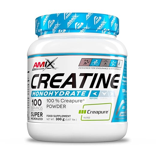 AMIX - Creatina Monohidratada Creapure en Bote de 300 g - Ayuda al Aumento del Rendimiento y la Fuerza - 100% Creapure - Suplemento para Ganar Masa Muscular