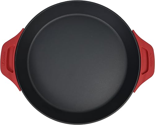 Miniatura 3 de Crucible Cookware Sartén de hierro fundido Sartenes de 15.75 pulgadas (15.7 in) con mango de doble bucle, sartén para paella + fundas de soporte de