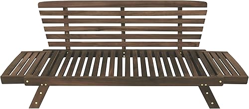 Miniatura 6 de Harper & Bright Designs Sofá convertible al aire libre con reposabrazos ajustable, sofá de madera maciza para patio con cojines, acabado