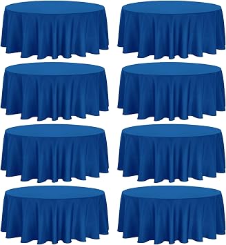Fivenl 8 Pack Premium Round Tablecloth 120 Inch Round Table Covers Washable Polyester Fabric Round Table Clothes for Wedding Party Reception Banquet Buffet Restaurant Royal Blue, 120 Inch