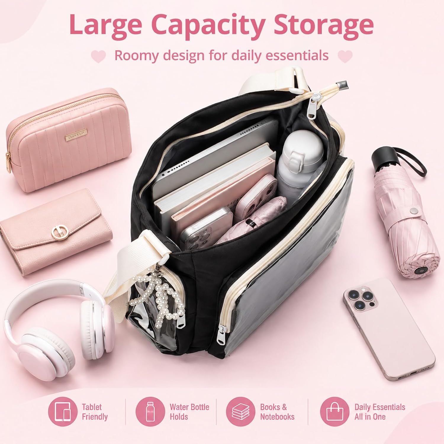 Ita Bag for Girl, Kawaii Crossbody Purse with Clear Window image 5