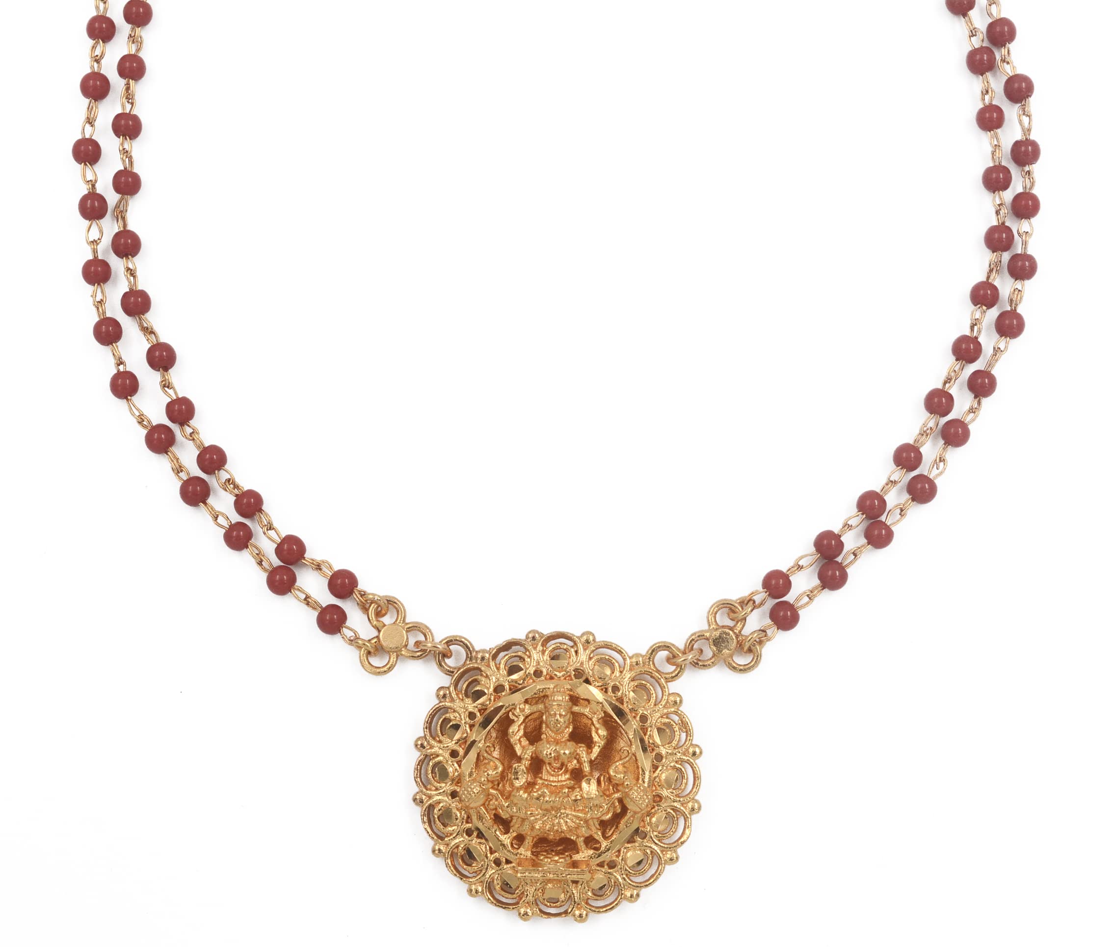 Radhas Creations Traditional One gram gold short red beads chain necklace 24" For Women and Girls No.1085 (B0BQF7DM1D) Amazon Price History, Amazon Price Tracker