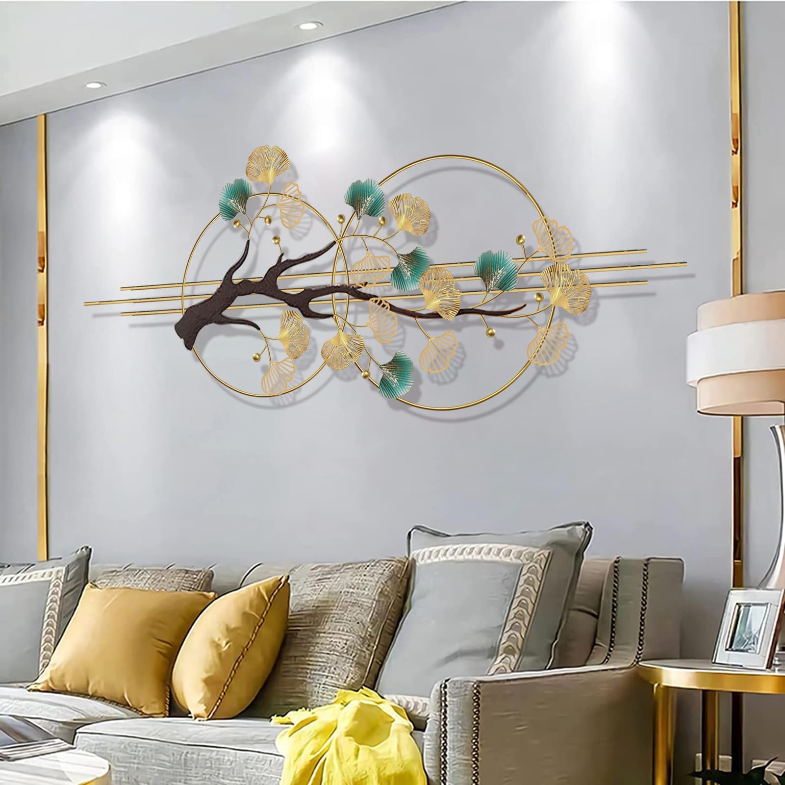 FOELANNE Iron Ginkgo Tree Hanging Wall Sculpture