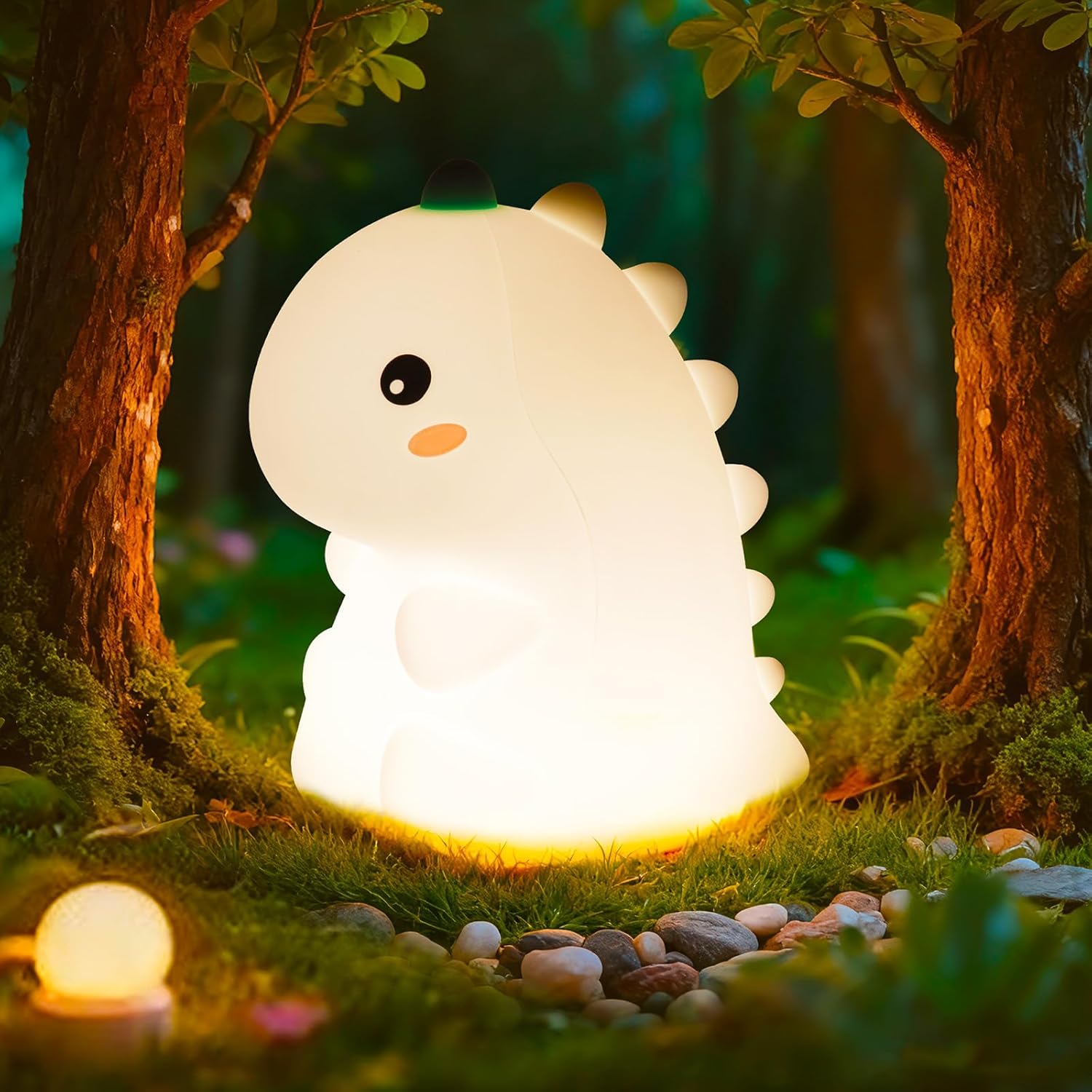 Luz nocturna de dinosaurio para niños, lámpara de noche LED de silicona con temporizador de 30 minutos y 3 niveles regulables y sensor táctil, luz