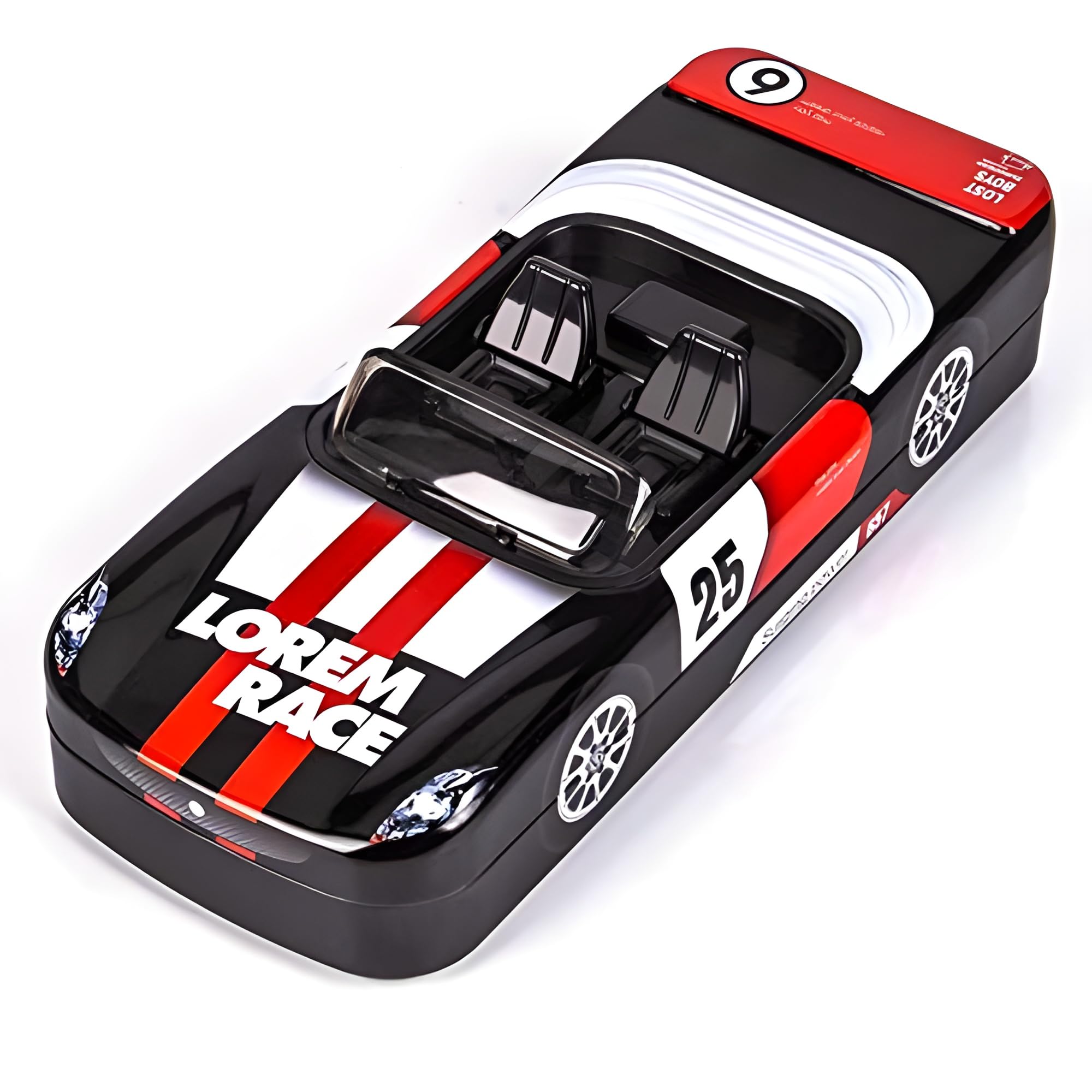 Stylish Metal Racing Car Shape Pencil Box for Kids – Double Layer Metal Pencil Case for Kids Boys/Pencil Case for Students,Birthday Return Gift for Students (Black)-image-5