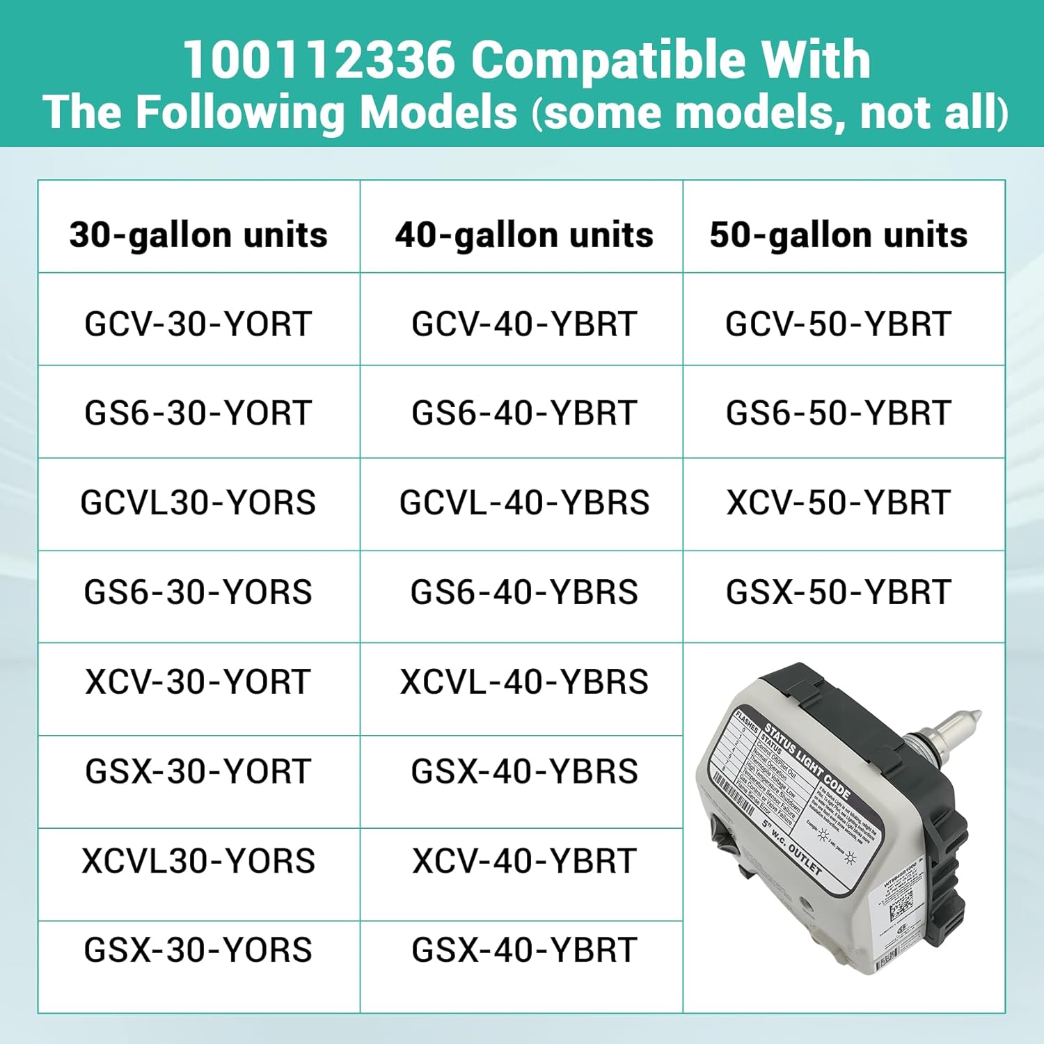 100112336 Upgraded Water Heater Gas Valve(OEM) Compatible with a.o. smith, reliance etc. Gas Control Valve for 5” wc Outlet Water Heater Replacement part number 9007884005, 316910-000, 321166-000 etc.