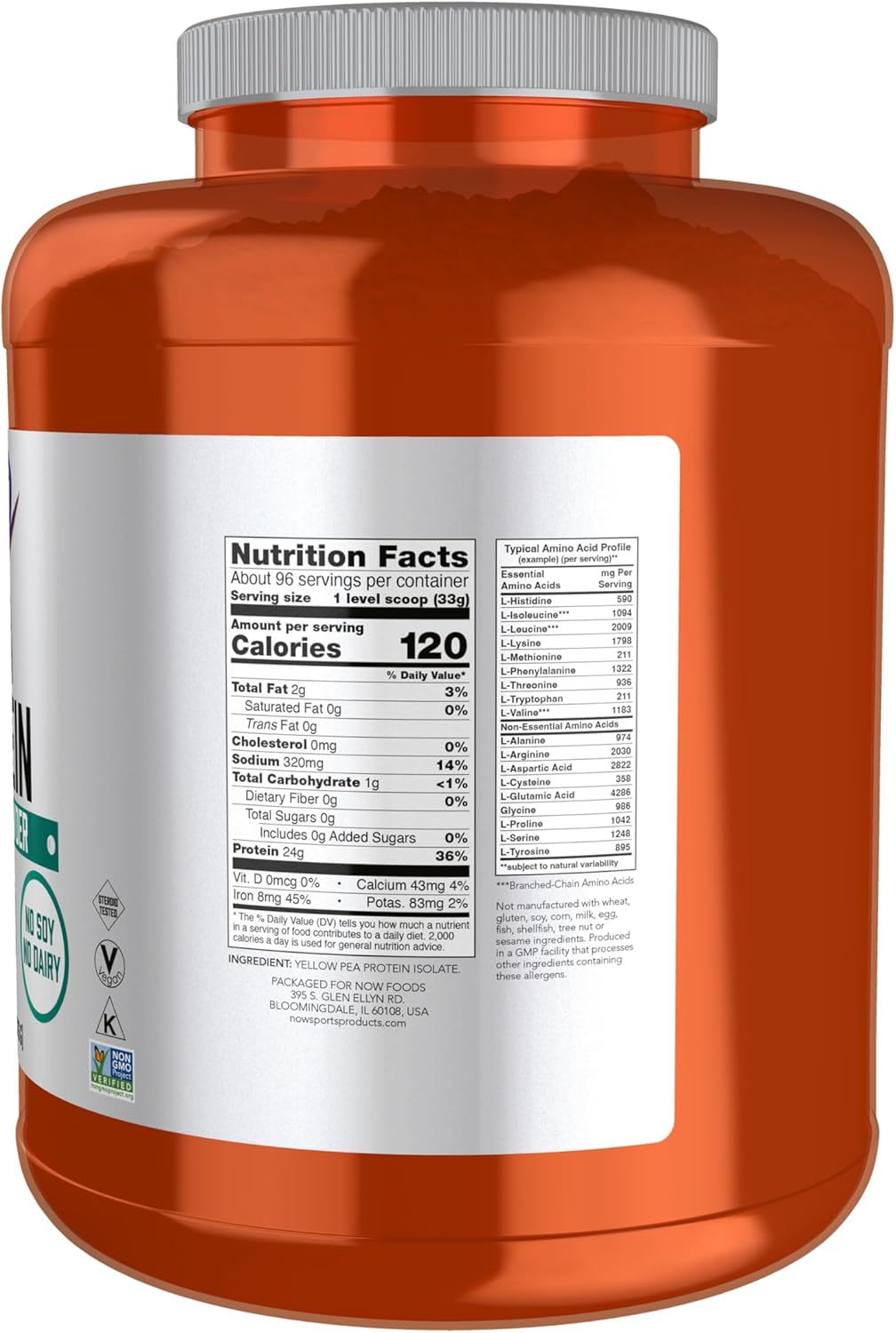 NOW Foods Sports Nutrition, Pea Protein 24 g, Fast Absorbing, Unflavored Powder, 7-Pound image 2