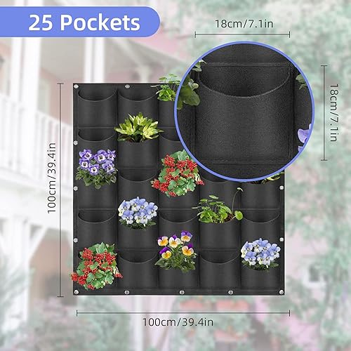 Miniatura 3 de 25 bolsillos para macetas colgantes, verticales para colgar en la pared, bolsas de cultivo para plantación de plantas, macetas de jardín de hierbas