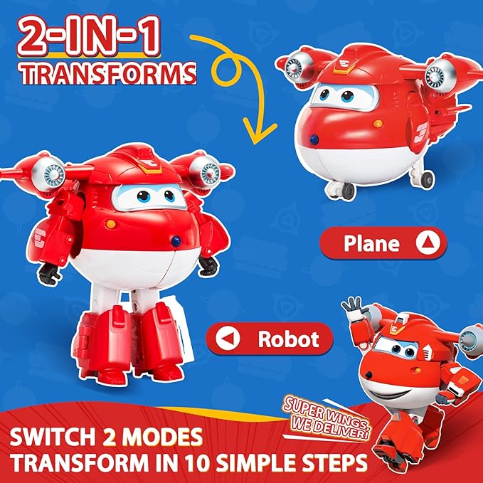Super Wings Jett Transformable 2 en 1 Avión Robot 5 Pulgadas miniatura 2