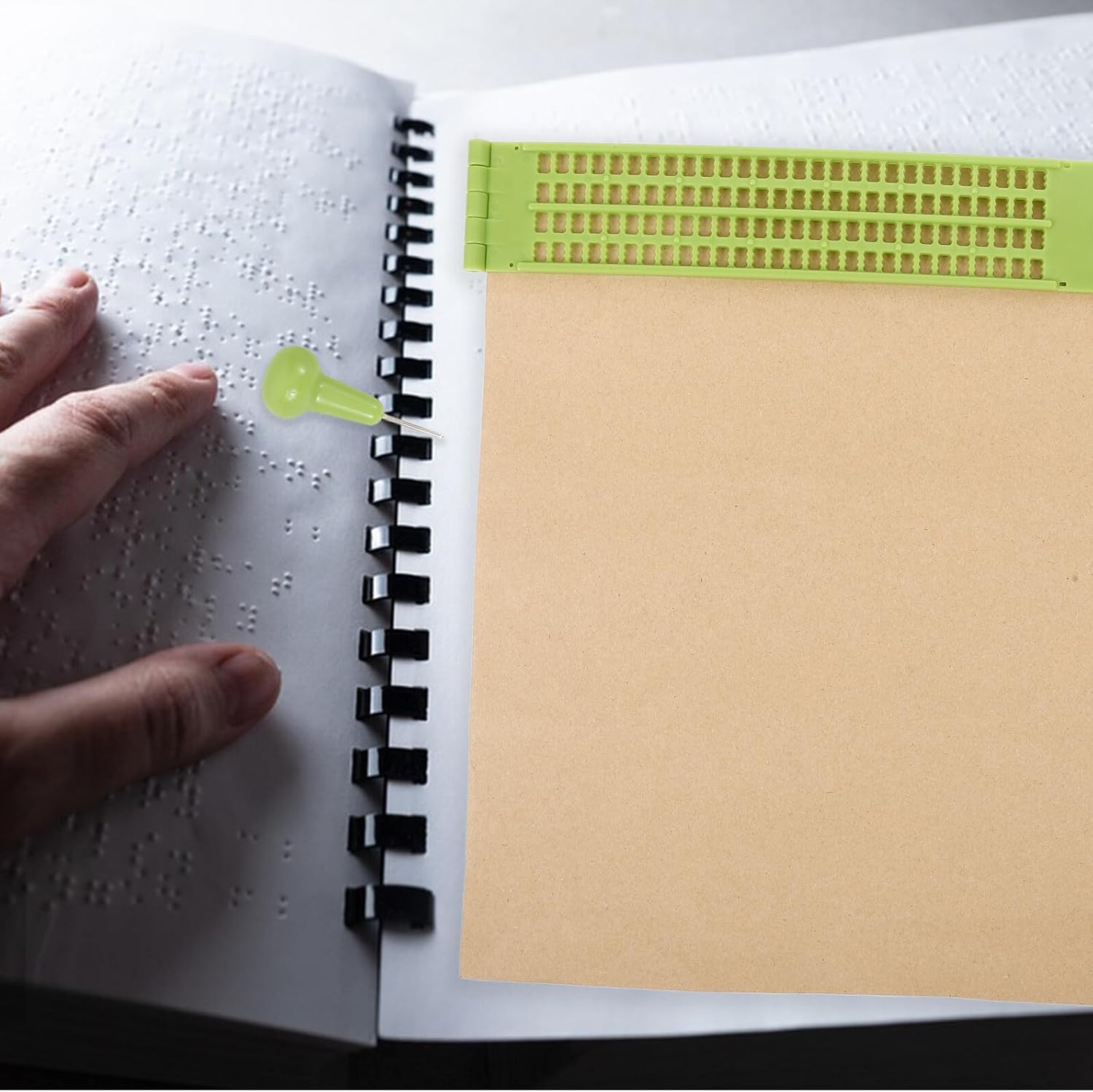 HEMOTON Braille Writing Board with Stylus Pen and 20 Sheets of Braille Writing Paper for Blind ' Education and Visual Impairment Learning Aid