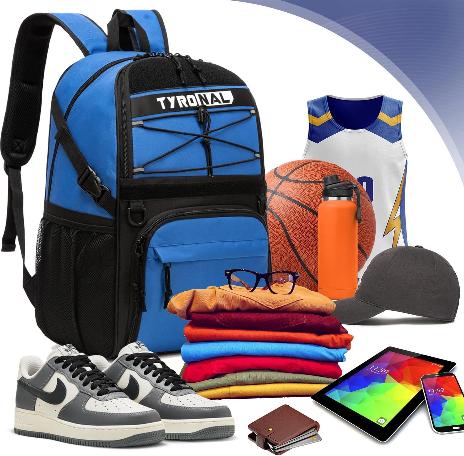 Basketball Bag Backpack with Ball Holder and Shoes Compartment,Best for Basketball, Soccer, Volleyball, Gym. (BLUE) - Image 7