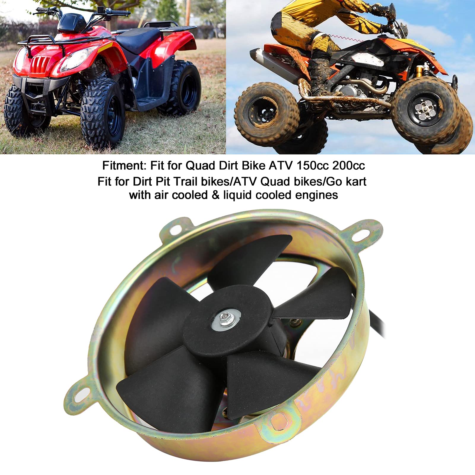 Ventilador de Refrigeración del Radiador, Ventilador de Refrigeración Eléctrico de 12 V para Quad Dirt Bike ATV 150 Cc 200 Cc