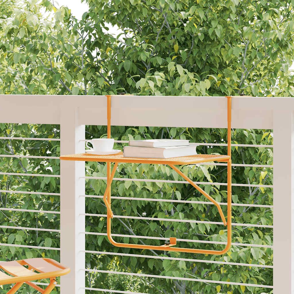 Tavolo da balcone giallo, 60 x 40 cm, in acciaio, pieghevole, salvaspazio, resistente alle intemperie, per terrazza, giardino, balcone, veranda, ideale per mangiare, barbecue, picnic, feste