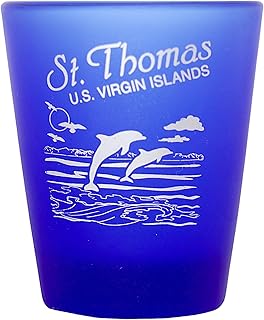 St. Thomas US Virgin Islands Cobalt Blue Frosted Shot Glass