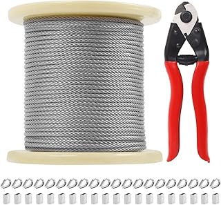 Sponsored Ad - Jayzod Wire Rope 1/8” Stainless Steel Cable with Cutter,165FT Aircraft Cable 7X7 Strands Construction with ...