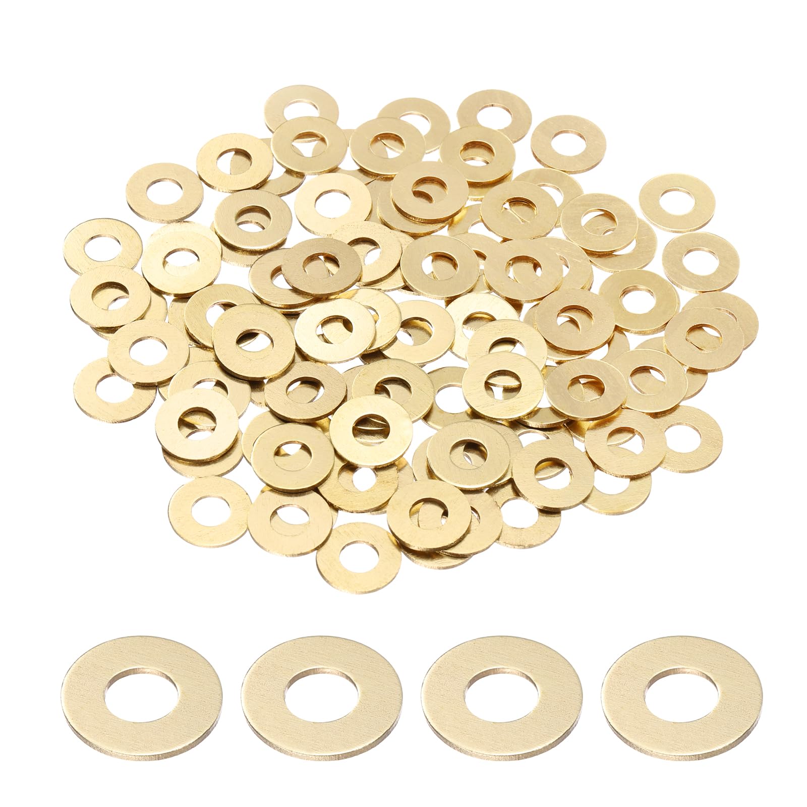 sourcing map 100Pcs M6 Brass Flat Washer, 14mm OD x 6mm ID x 1mm Thickness Metal Sealing Washers, Metric Sealing Ring Gasket for Screws Bolts Nuts