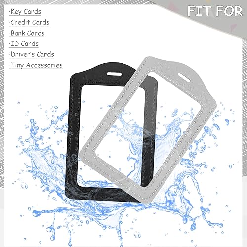 Miniatura 3 de Cordones con 2 soportes para tarjetas de identificación, cordón de silicona con cuentas de silicona, soporte de identificación de cuero