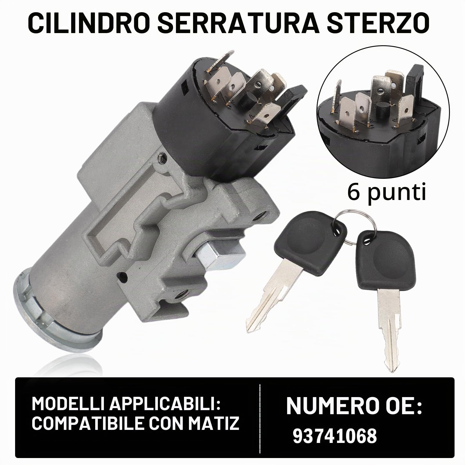 Cilindretto Accensione per matiz 93741068 Cilindro Blocchetto Accensione Blocco con cilindro chiave per Daewoo matiz blocco cilindri Serratura Accensione