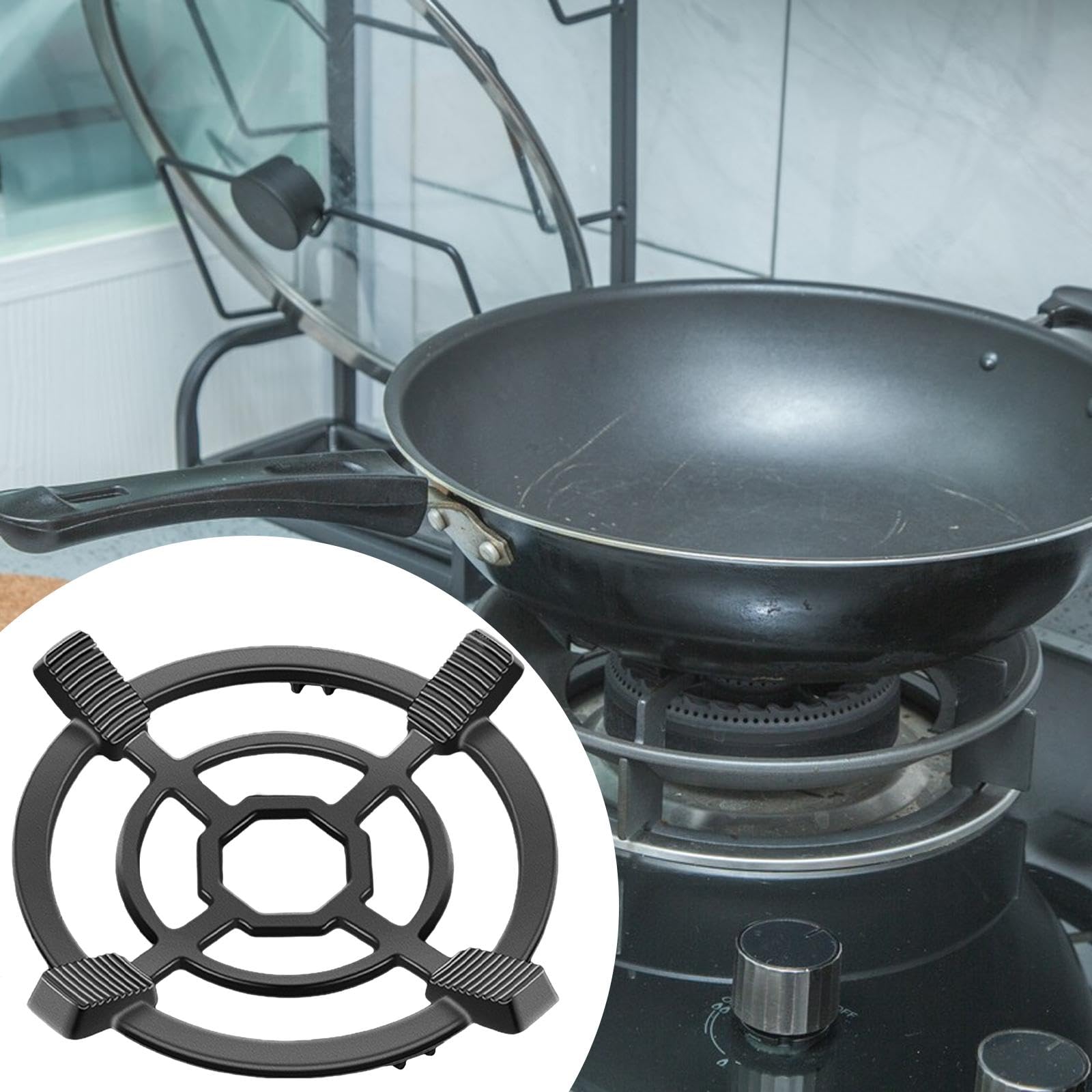 Fabricado en Hierro Fundido, Reductor de Gas, Antideslizante, para Placa de Cocina, Soporte para Hornilla de Gas, para Pequeñas, Cafeteras, Redondo, Individual