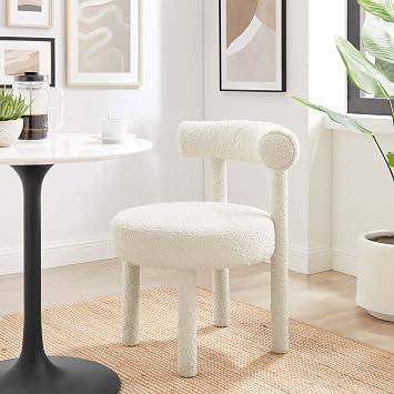 Modway EEI-6387-IVO Toulouse Boucle Fabric Dining Chair, Ivory