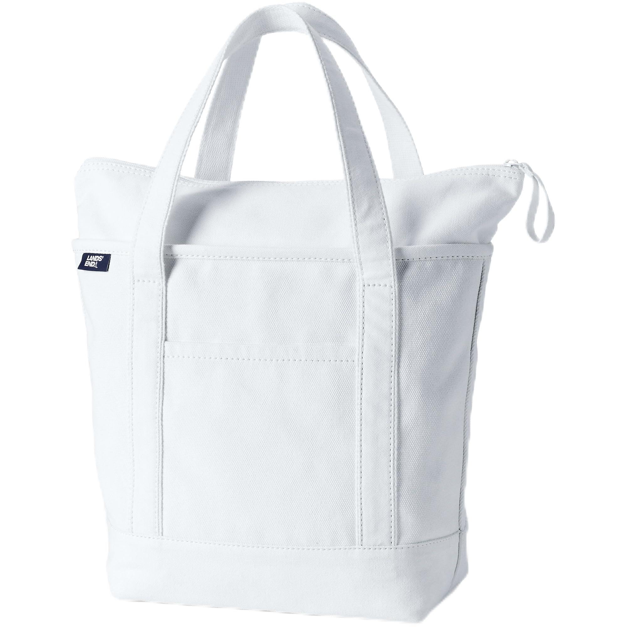 Lands' End Zip Top Canvas Tote Bag, White, Medium No Sz : Amazon