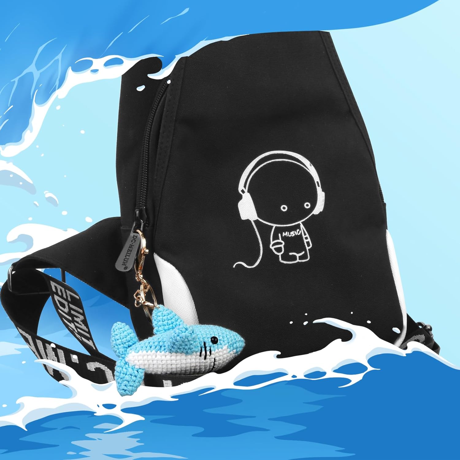 Handmade Crochet Shark Keychain – Yarn Knitted Marine Animal, Car Hanging Ornament & Bag Accessory - Image 3