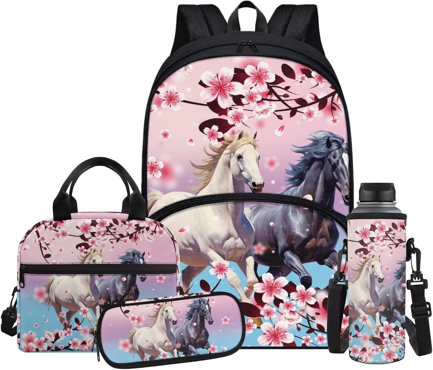 Butterfly 4th Grade Backpack for Girls Bookbag with Lunch Box Pencil Box Water Bottle Sleeve 4-in-1 Kids School Bags Casual Daypack Backpacks for Teen Girls Back to School Gifts