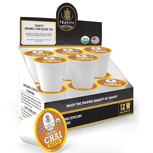 Miniatura 4 de TEAVITY Té negro orgánico Chai  Cápsulas de té orgánicas certificadas por USDA  Cápsulas reciclables de una sola porción compatibles con cafeteras