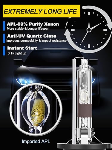 Miniatura 10 de LTONXEN Bombilla HID D1S para faros delanteros, bombillas de xenón blanco frío de 6000 K, 12 V, repuesto directo, bombilla HID de 35 W, combinación