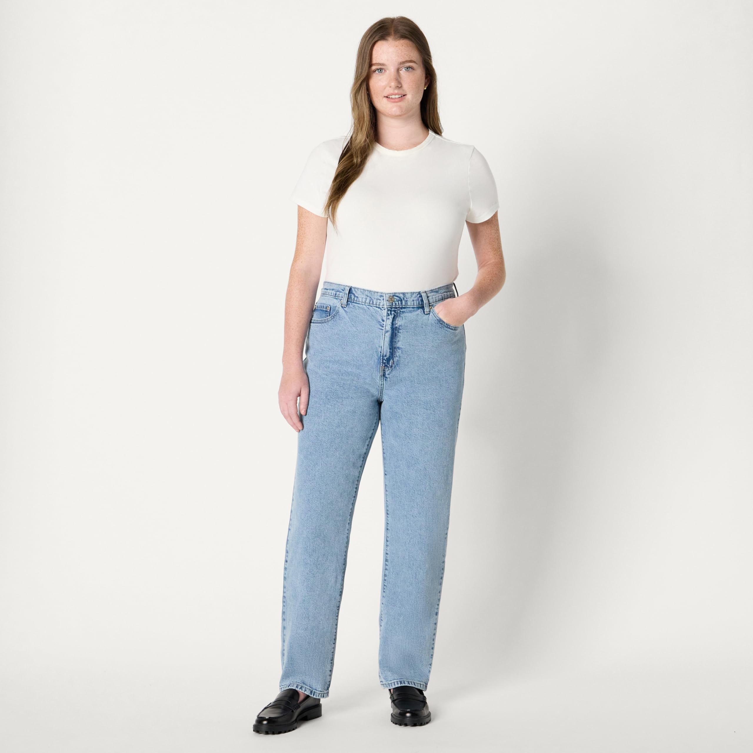 Amazon Essentials Vaqueros Rectos de Tiro Alto Mujer