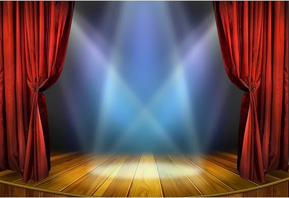 5x3ft Vinyl Huge Swanky Red Curtain Stage Backdrop Photography Background Wedding Hall Red Carpet Spotlight Celebrating Festival Party Children Lovers Adults Photo Backdrop Photo Studio