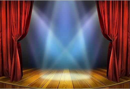 5x3ft Vinyl Huge Swanky Red Curtain Stage Backdrop Photography Background Wedding Hall Red Carpet Spotlight Celebrating Festival Party Children Lovers Adults Photo Backdrop Photo Studio