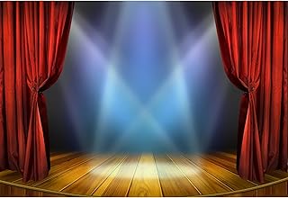 Baocicco 8x6.5ft Vinyl Huge Swanky Red Curtain Stage Backdrop Photography Background Wedding Hall Red Carpet Spotlight Celebrating Festival Party Children Lovers Adults Photo Backdrop Photo Studio