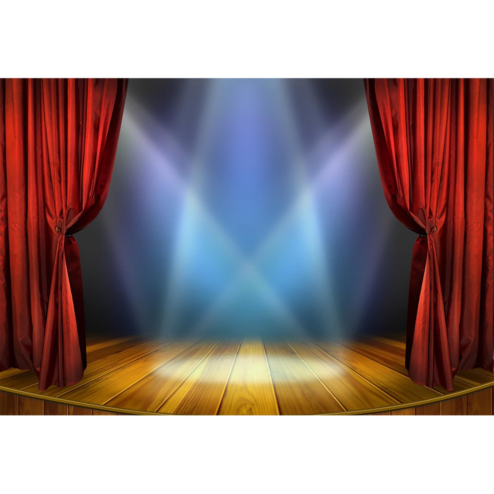 Baocicco 7x5ft Theater Stage Backdrop Red Curtains Backdrop Photography Background Stage Spotlights Wooden Floor Festival Celebration Backdrops