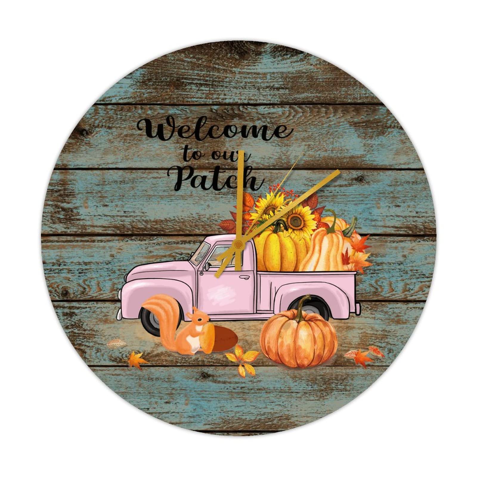 Horloge murale vintage à piles, grand cadran 38 cm motif Maple Leaf Truck