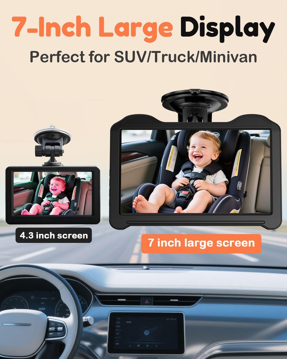 7-Inch Car Baby Camera for Seat: 1080P HD Rear Facing Camera for Backseat - 150° Wide Angle View with Ultra-Clear Night Vision - Easy Installation - USB-Powered for Monitoring Infant by Fodkh