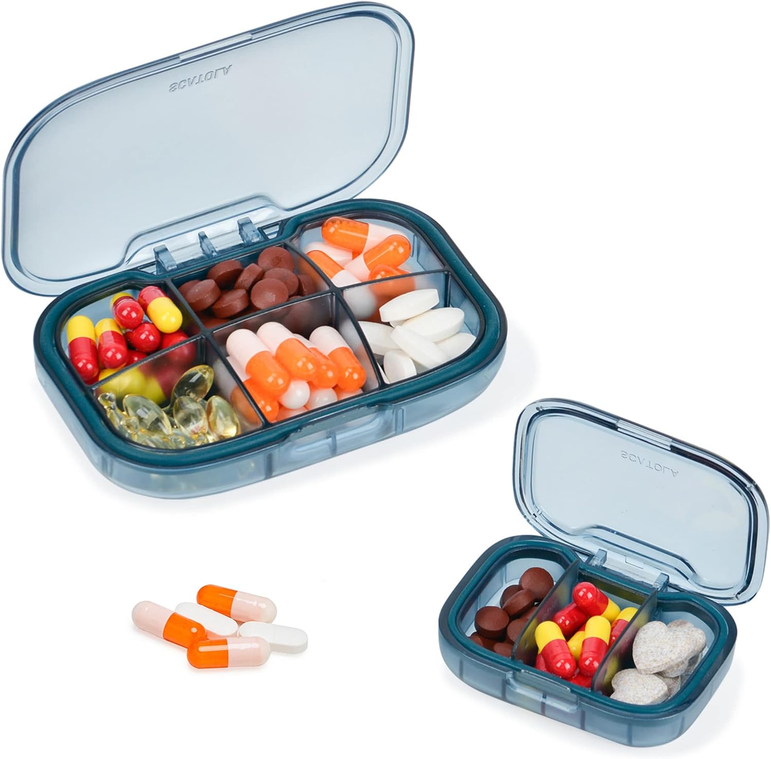 YXCHUA Tablettenbox 2 Stück Mode Reise Klein Pillendose 6 Fächer+3