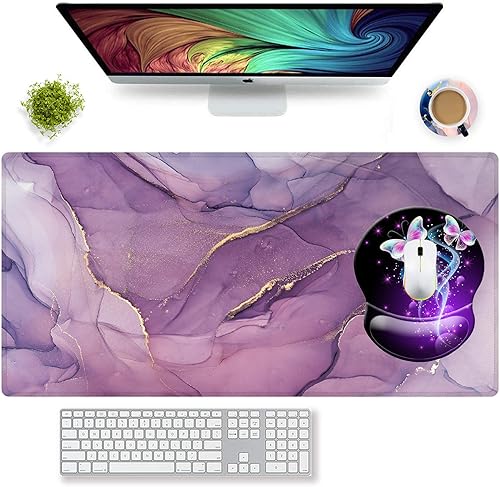 Miniatura 39 de Alfombrilla para mouse con soporte de muñeca, alfombrilla antideslizante para mouse para oficina, computadora, laptop y Mac, duradera, cómoda y 05