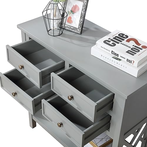 Miniatura 8 de Alaterre Furniture Coventry - Mesa consola de madera de 32 pulgadas de ancho con 4 cajones, color gris
