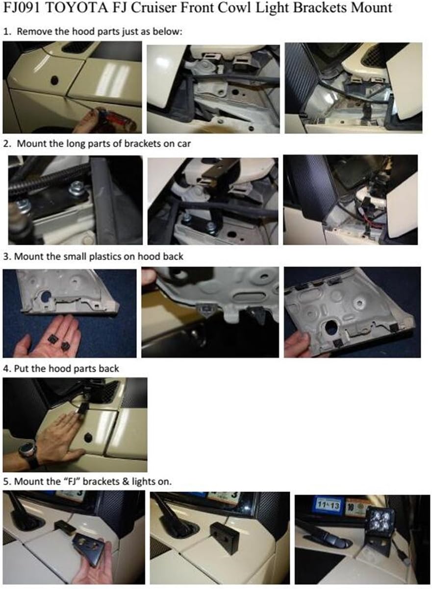 SXMA Front Cowl Light Bracket Driving Light Brackets for Toyota Fj Cruiser 2007-2015（One Pair)