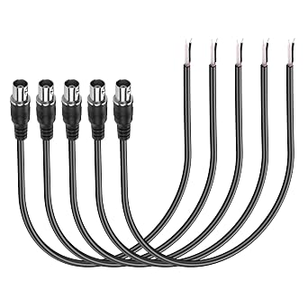 BNC Female Pigtail Cable 75 Ohm BNC to Bare Wire 25cm High Frequency Coaxial Adapter Cable for CCTV Camera Terminal Adpater 5-Pack Female