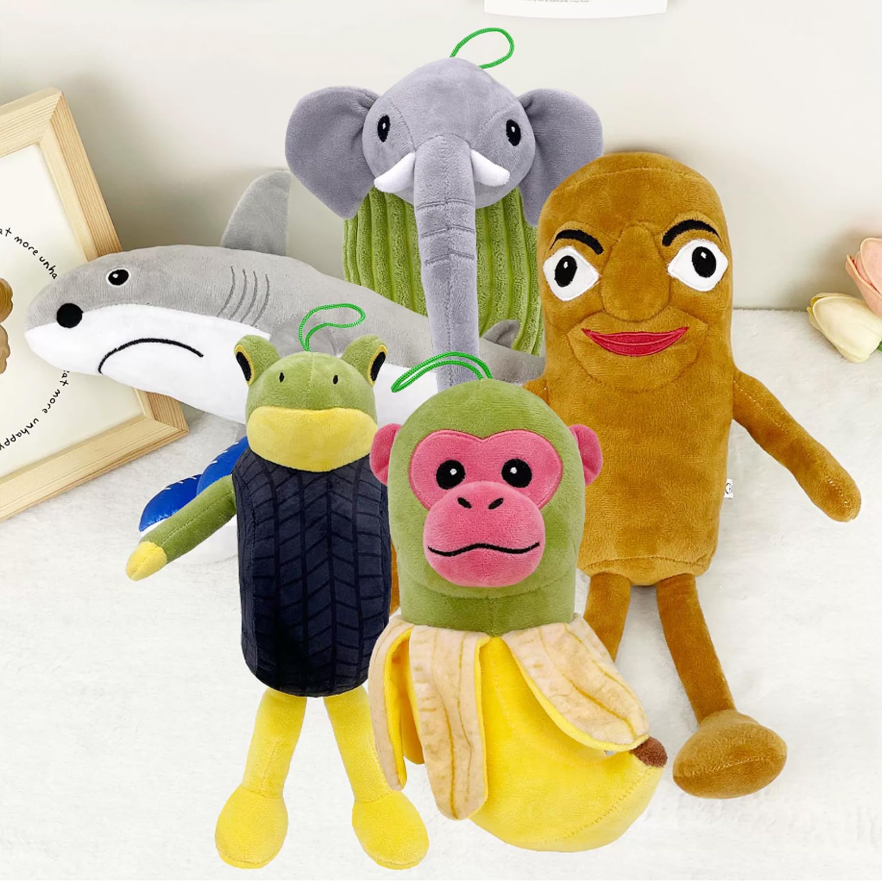 HNIEHEDT Peluche Tung Tung Tung Sahur, Squalo Tralalero, Divertente Squalo Italiano Meme Figure Animali Peluche Regali di Compleanno per Bambini e Fan (B)